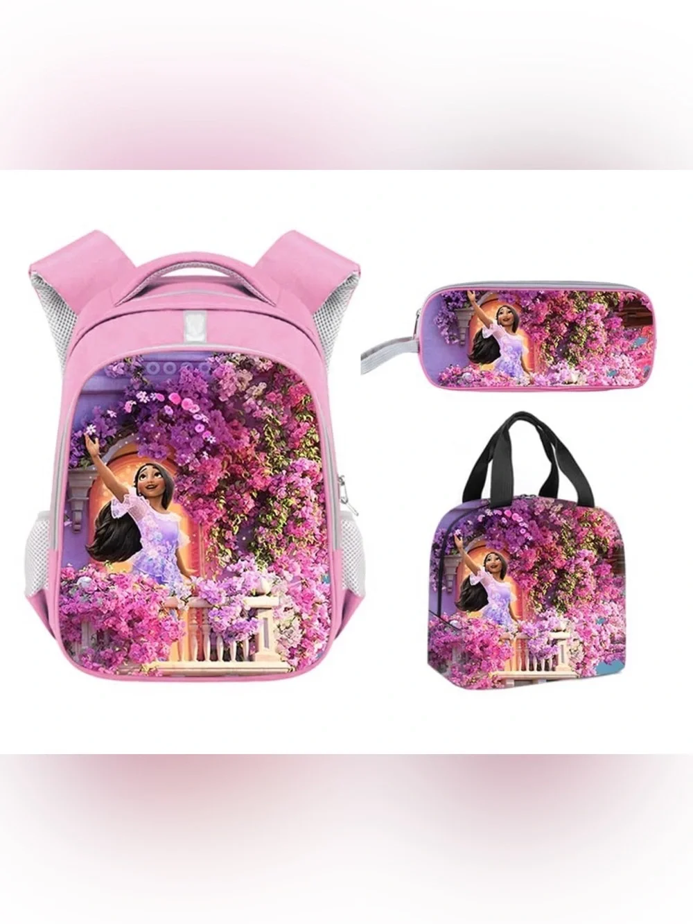 New Isabella Encanto Pink Backpack, Pencil Case, & Lunch Box Combo